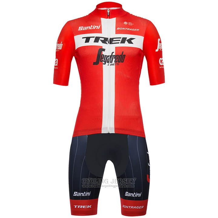 2018 Cycling Jersey Trek Segafredo Champion Denmark Short Sleeve and Bib Short